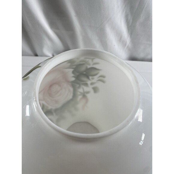 Antique Gone With The Wind Globe Lamp Shade Hand Painted Pink Floral Roses READ - Picture 6 of 14